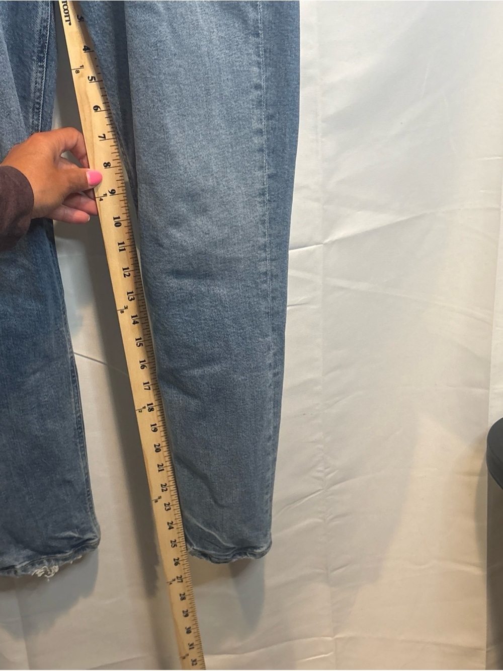 Agolde Light Blue Slim Straight Jeans with Subtle Distress - Picture 11 of 11